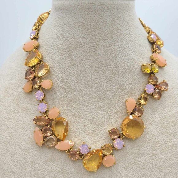 J Crew Pink Gold Crystal Statement Necklace - Picture 8 of 8